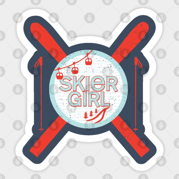 Downhill Skier Girl Sticker by SharksOnShore